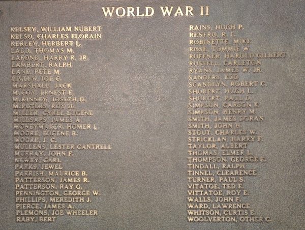 ROANE COUNTY WAR DEAD MEMORIAL PLAQUE C