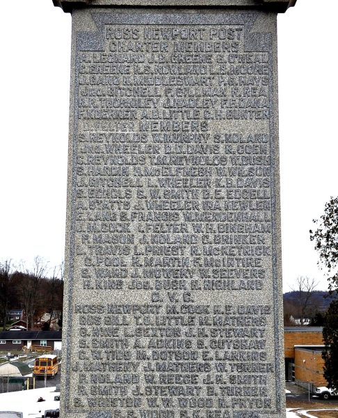 ROSS NEWPORT POST NUMBER 489 G.A.R. WAR MEMORIAL SIDE B