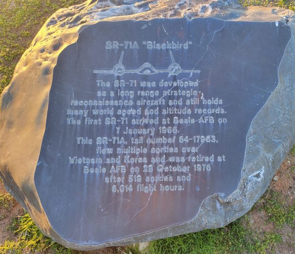 SR-71A BLACKBIRD WAR MEMORIAL AIRCRAFT STONE