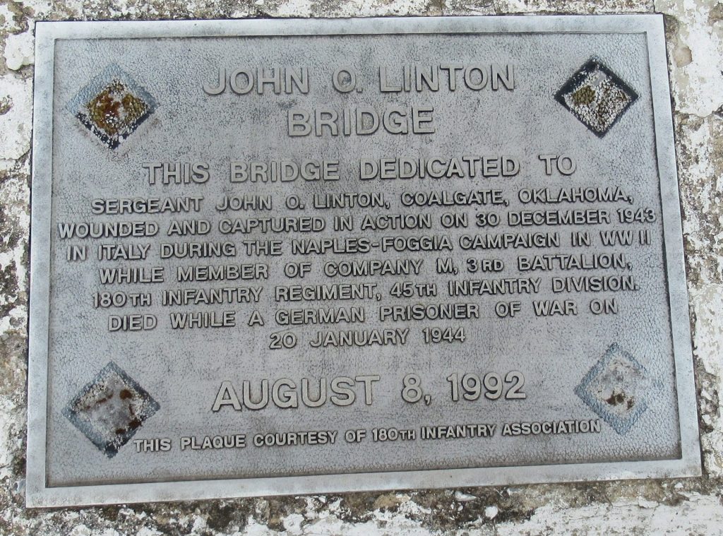 SERGEANT JOHN O. LINTON WAR MEMORIAL BRIDGE PLAQUE