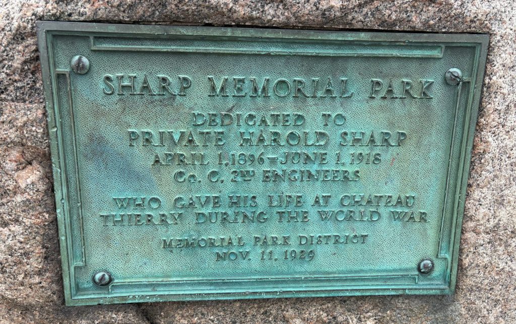SHARP MEMORIAL PARK PLAQUE