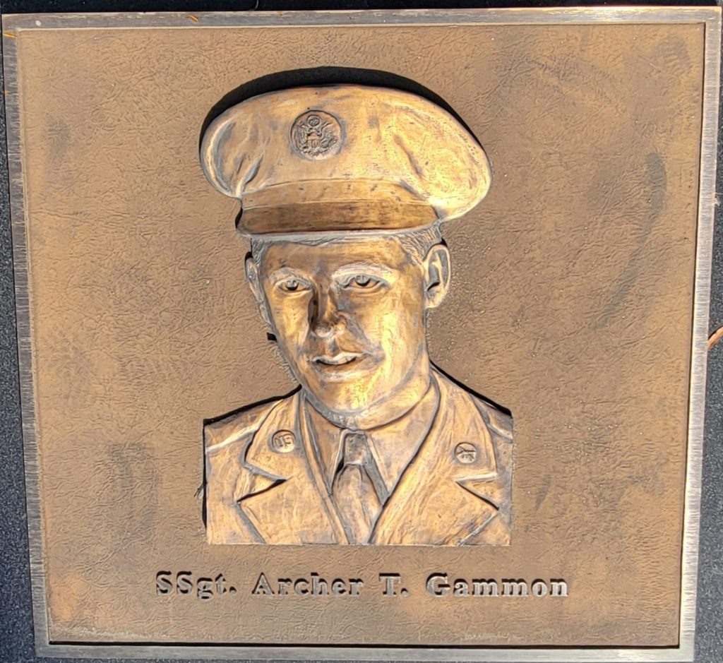STAFF SERGEANT ARCHER T. GAMMON MEDAL OF HONOR WAR MEMORIAL PLAQUE B