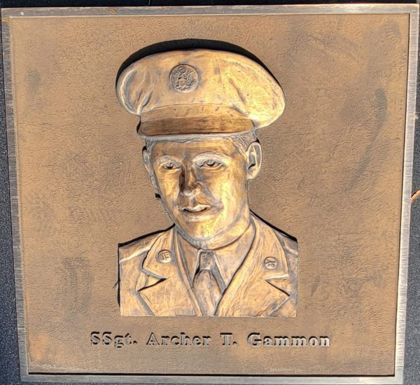 STAFF SERGEANT ARCHER T. GAMMON MEDAL OF HONOR WAR MEMORIAL PLAQUE B