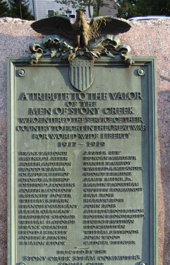 STONY CREEK GREAT WAR MEMORIAL PLAQUE