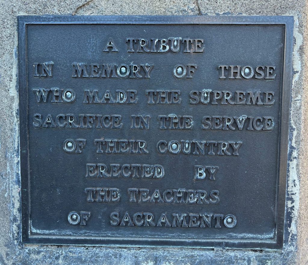 TEACHES OF SACRAMENTO SUPREME SACRIFICE VETERANS MEMORIAL PLAQUE