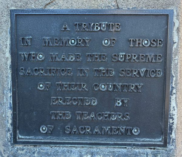 TEACHES OF SACRAMENTO SUPREME SACRIFICE VETERANS MEMORIAL PLAQUE