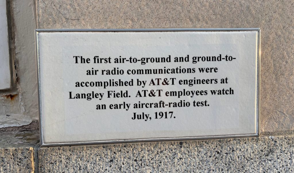 THE FIRST AIR TO GROUND AND GROUND TO AIR COMMUNICATIONS MEMORIAL PLAQUE