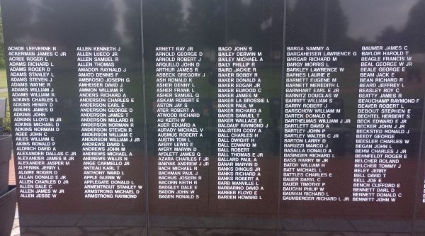THE OHIO VIETNAM VETERANS MEMORIAL WALL SECTION A