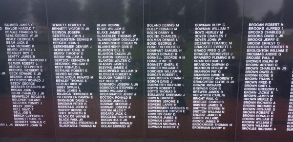 THE OHIO VIETNAM VETERANS MEMORIAL WALL SECTION B