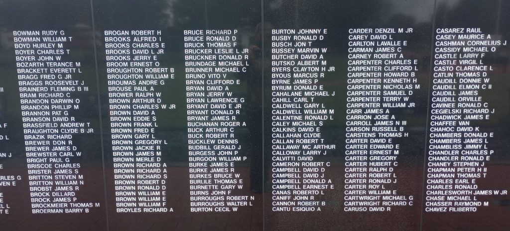 THE OHIO VIETNAM VETERANS MEMORIAL WALL SECTION C