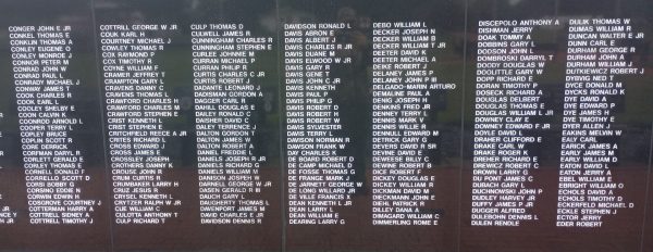 THE OHIO VIETNAM VETERANS MEMORIAL WALL SECTION E