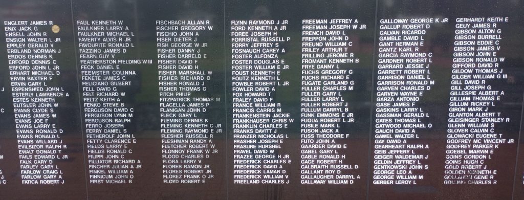 THE OHIO VIETNAM VETERANS MEMORIAL WALL SECTION G