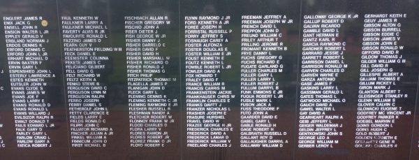 THE OHIO VIETNAM VETERANS MEMORIAL WALL SECTION G