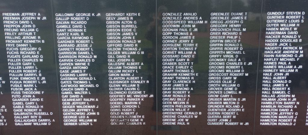 THE OHIO VIETNAM VETERANS MEMORIAL WALL SECTION H