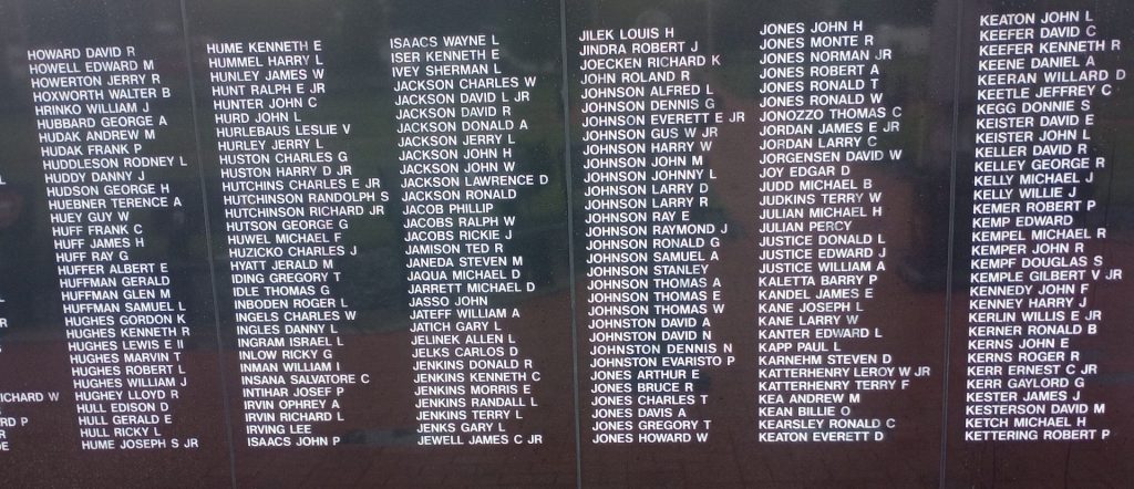 THE OHIO VIETNAM VETERANS MEMORIAL WALL SECTION K