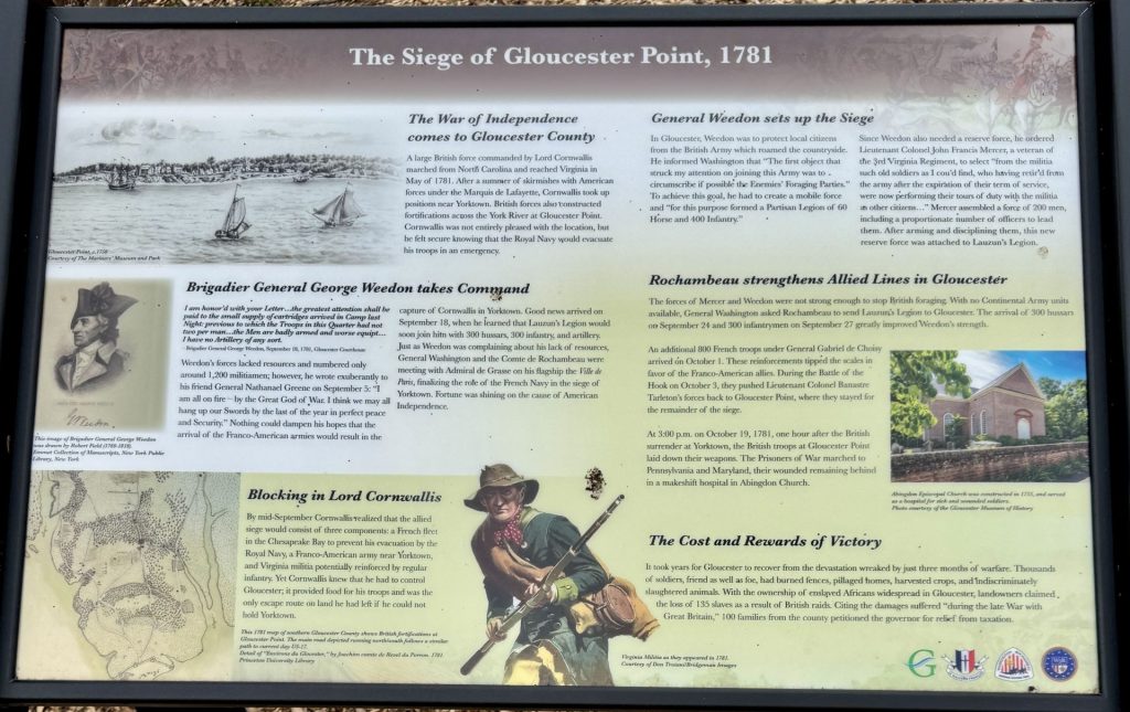 THE SIEGE OF GLOUCESTER POINT, 1781 REVOLUTIONARY WAR MEMORIAL PANEL