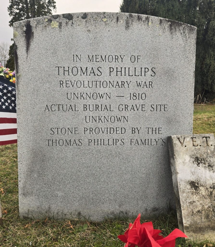 THOMAS PHILLIPS REVOLUTIONARY WAR UNKNOWN MEMORIAL