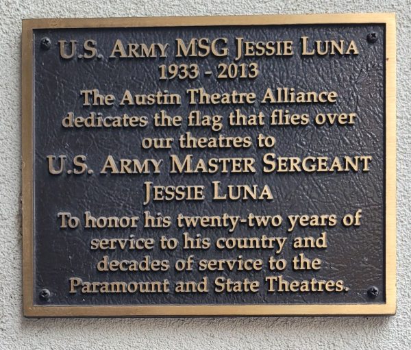 U.S. ARMY MSG JESSIE LUNA WAR MEMORIAL PLAQUE