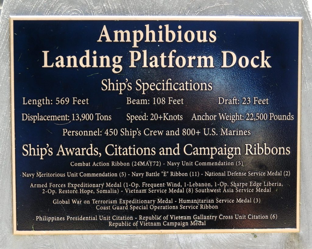 USS DULUTH LPD-6 WAR MEMORIAL ANCHOR PLAQUE B