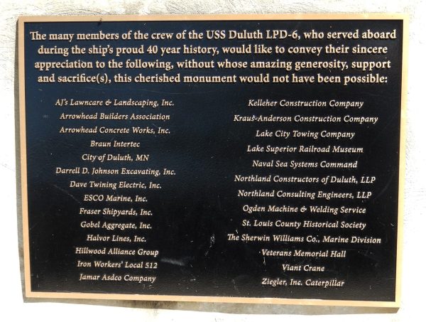 USS DULUTH LPD-6 WAR MEMORIAL ANCHOR PLAQUE C
