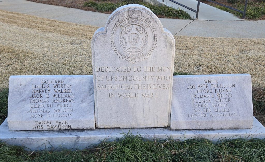 UPSON COUNTY SUPREME SACRIFICE WORLD WAR I MEMORIAL