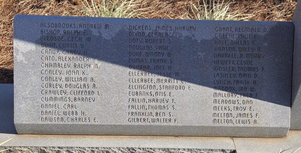 UPSON COUNTY SUPREME SACRIFICE WORLD WAR II MEMORIAL LEFT STONE