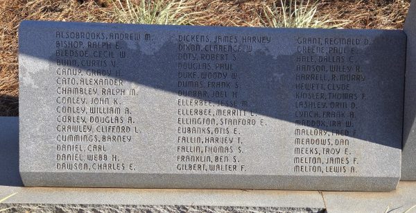 UPSON COUNTY SUPREME SACRIFICE WORLD WAR II MEMORIAL LEFT STONE