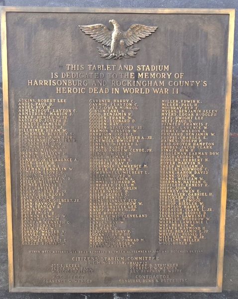 VETERANS MEMORIAL HARRISONBURG PLAQUE B