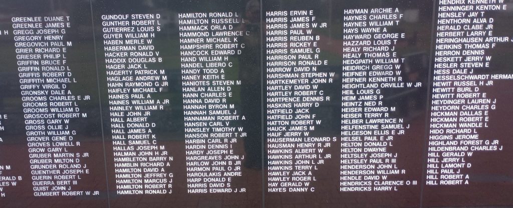 THE OHIO VIETNAM VETERANS MEMORIAL WALL SECTION I