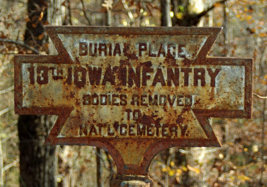 13TH IOWA INFANTRY BODIES REMOVED WAR MEMORIAL MARKER