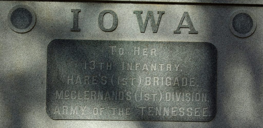 13TH IOWA INFANTRY REGIMENT AT SHILOH MEMORIAL PLAQUE A