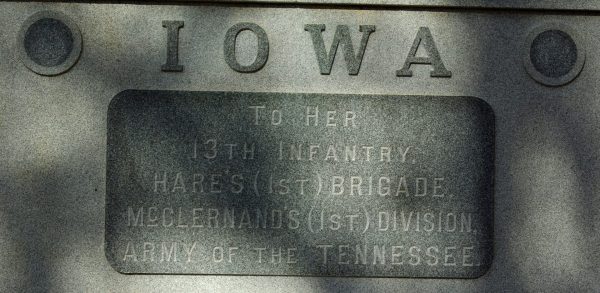 13TH IOWA INFANTRY REGIMENT AT SHILOH MEMORIAL PLAQUE A