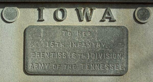 15TH IOWA INFANTRY REGIMENT AT SHILOH MEMORIAL PLAQUE A