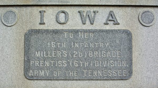 16TH IOWA INFANTRY REGIMENT AT SHILOH MEMORIAL PLAQUE A