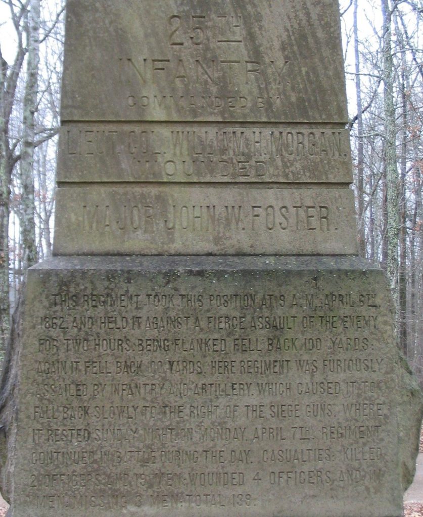 25TH INDIANA INFANTRY REGIMENT MEMORIAL BACK