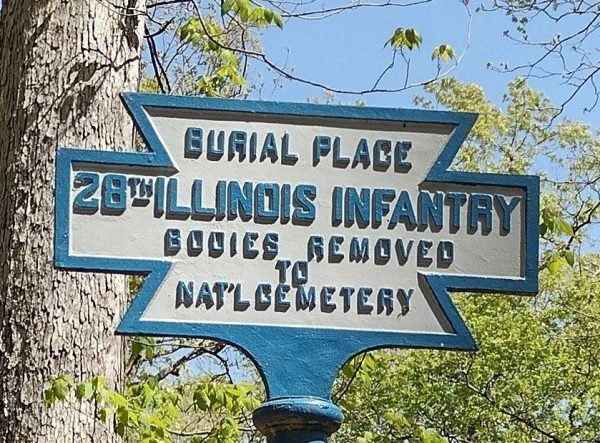 28TH ILLINOIS INFANTRY BODIES REMOVED WAR MEMORIAL MARKER