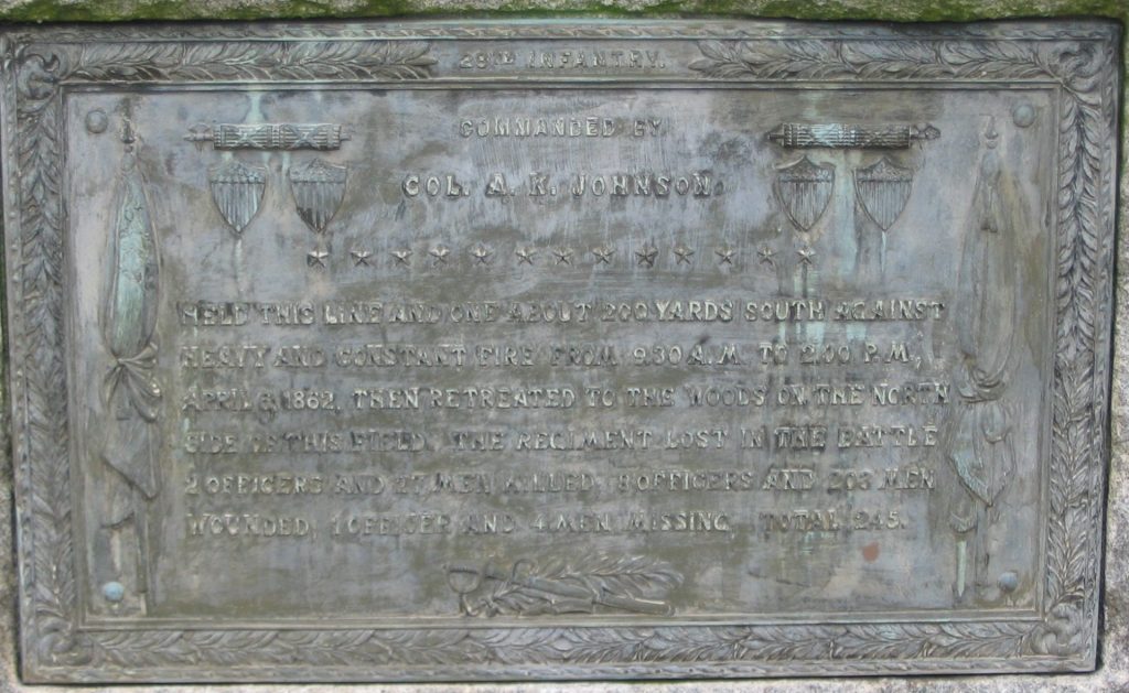 28TH ILLINOIS INFANTRY MEMORIAL PLAQUE