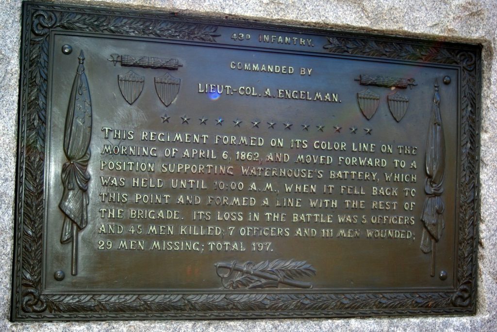 43RD ILLINOIS INFANTRY MEMORIAL PLAQUE