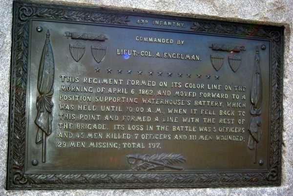 43RD ILLINOIS INFANTRY MEMORIAL PLAQUE