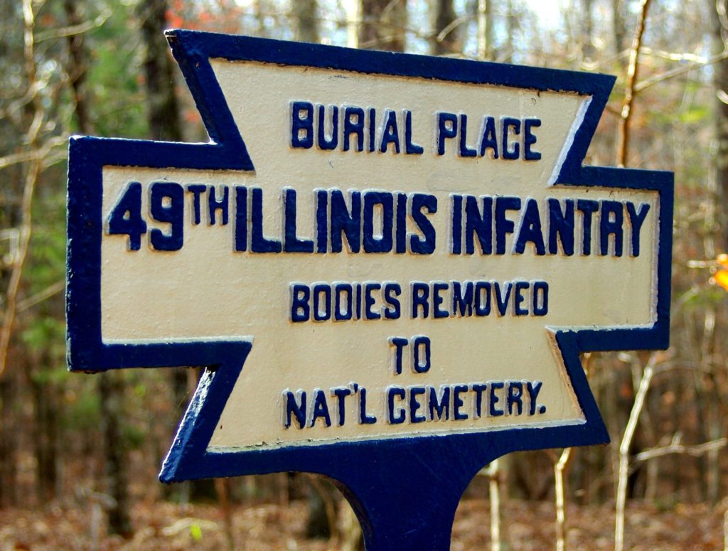 49TH ILLINOIS INFANTRY BODIES REMOVED WAR MEMORIAL MARKER