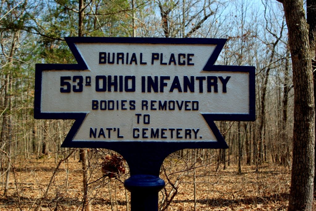53RD OHIO INFANTRY BODIES REMEOVED WAR MEMORIAL MARKER