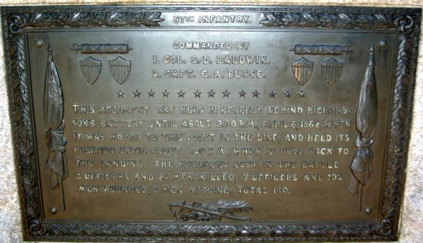 57TH ILLINOIS INFANTRY MEMORIAL PLAQUE
