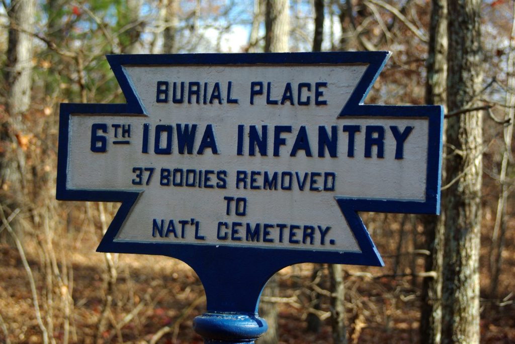 6TH IOWA INFANTRY BODIES REMOVED WAR MEMORIAL MARKER