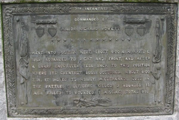 7TH ILLINOIS INFANTRY REGIMENT MEMORIAL PLAQUE