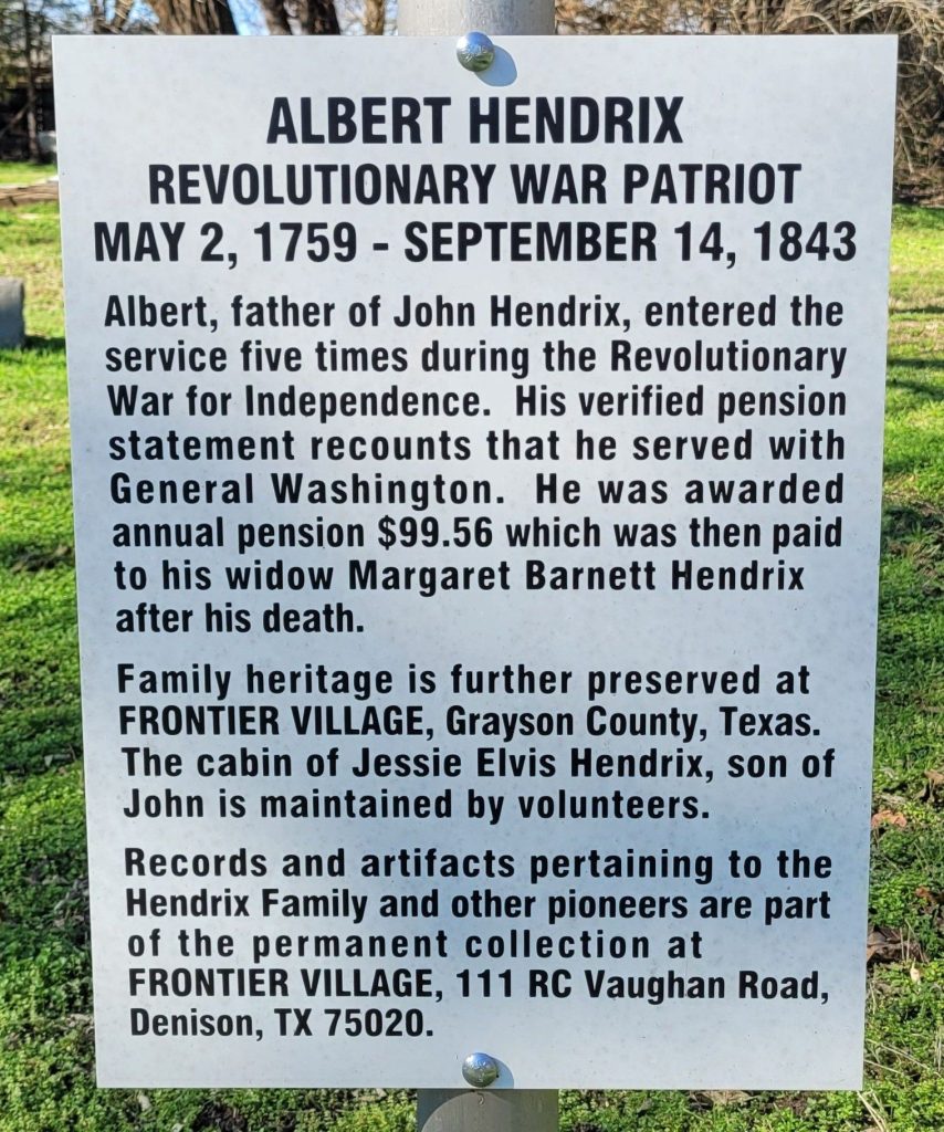 ALBERT HENDRIX REVOLUTIONARY WAR PATRIOT MEMORIAL PLAQUE