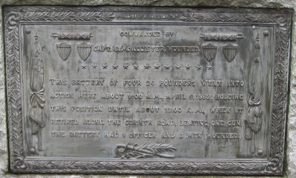 BATTERY D, 1ST ILLINOIS LIGHT ARTILLERY MEMORIAL PLAQUE