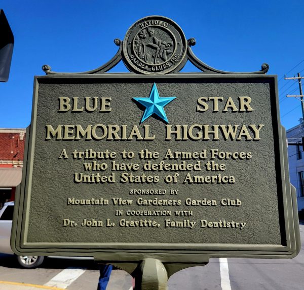 BLUE STAR MEMORIAL HIGHWAY MARKER MOUNT AIRY