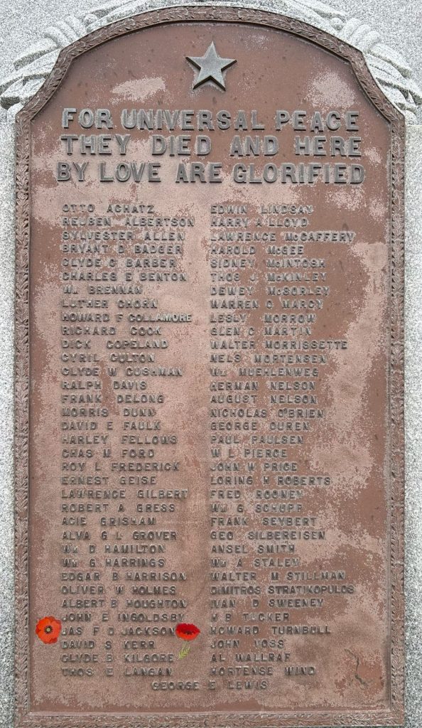 COUNCIL BLUFFS, IOWA FOUNTAIN OF HONOR WAR MEMORIAL PLAQUE