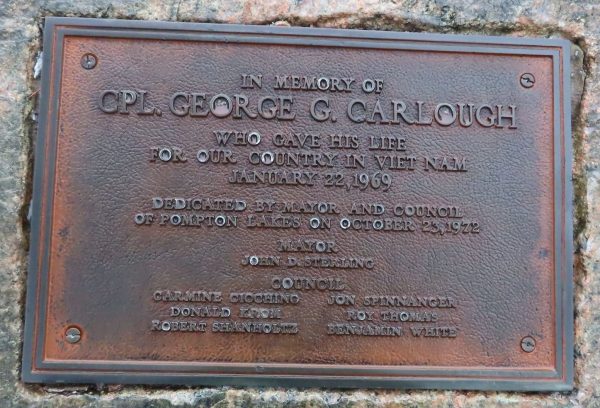CPL. GEORGE G. CARLOUGH WAR MEMORIAL PLAQUE