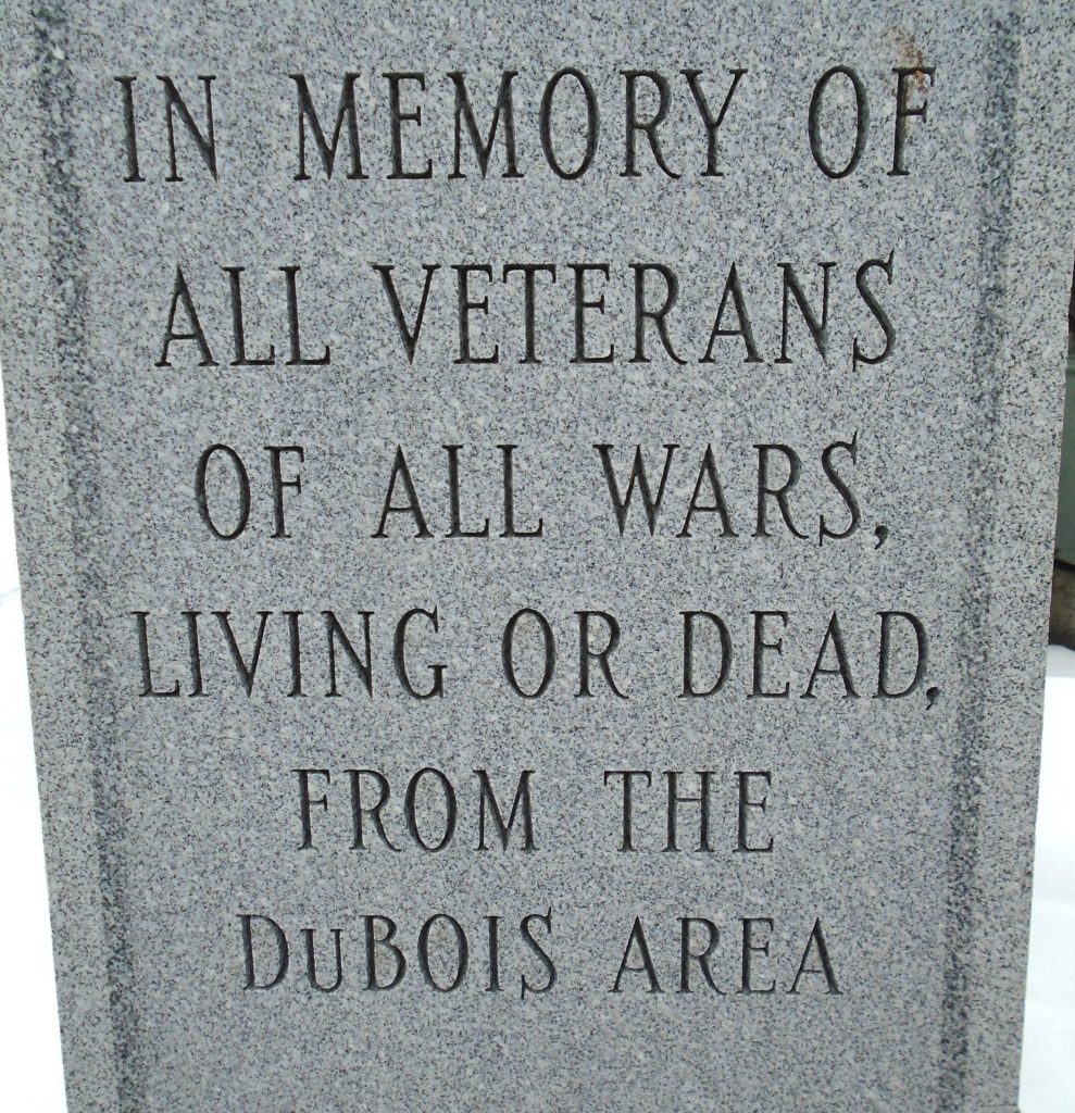 DUBOIS AREA VETERANS OF ALL WARS MEMORIAL CLOSE-UP